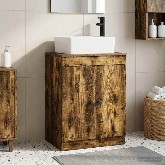 Badezimmerschrank mit Waschbecken Räuchereiche 54 x 35 x 83 cm