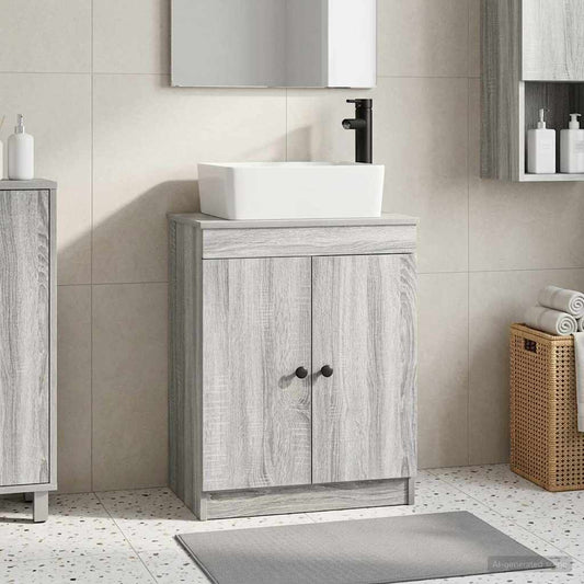 Badezimmerschrank mit Waschbecken Sonoma-Grau 54 x 35 x 83 cm