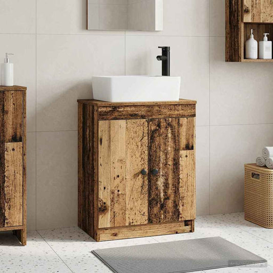 Badezimmerschrank mit Waschbecken Altholz 54 x 35 x 83 cm