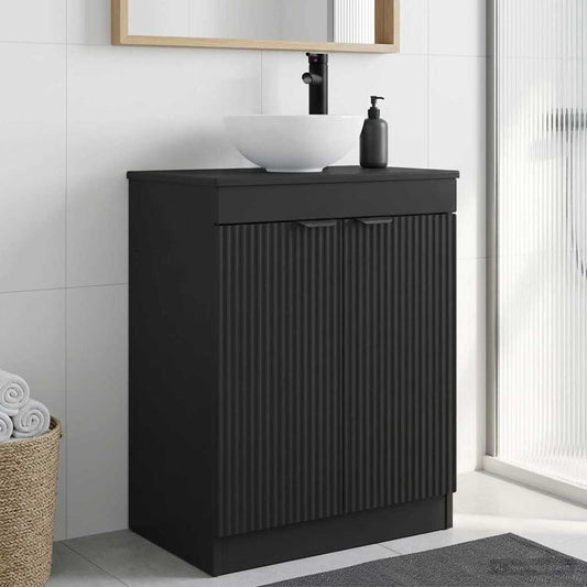 Badezimmerschrank mit Waschbecken Schwarz 54 x 35 x 83 cm
