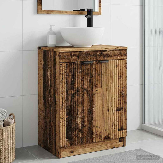 Badezimmerschrank mit Waschbecken Altholz 54 x 35 x 83 cm