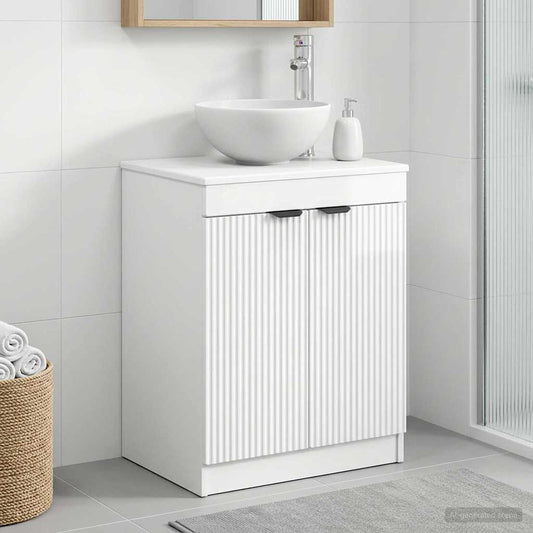 Badezimmerschrank Hochglanz Weiß 54 x 41 x 70 cm Holzwerkstoff