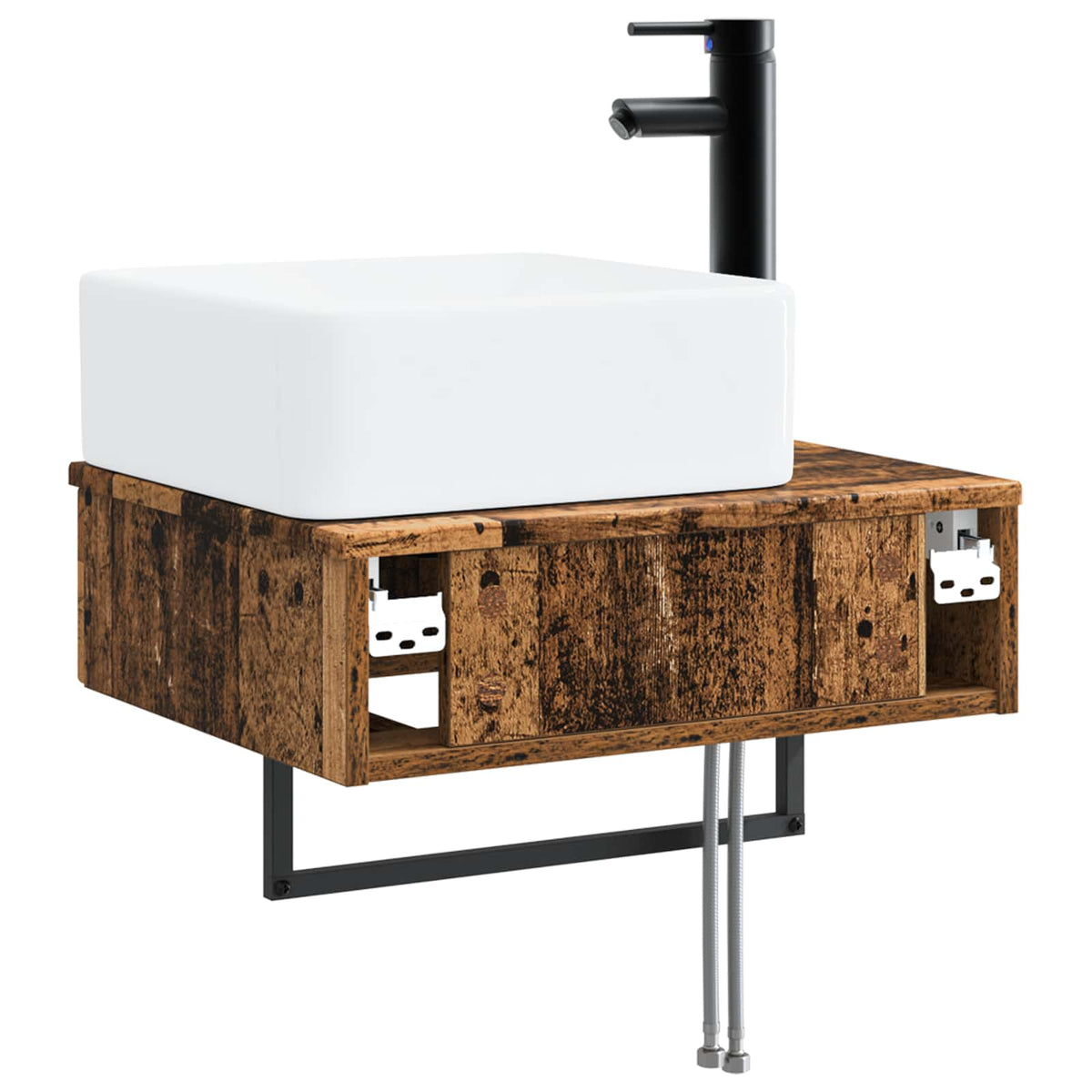 Wandmontierter Waschbeckenunterschrank Altholz 53 x 35 x 56 cm