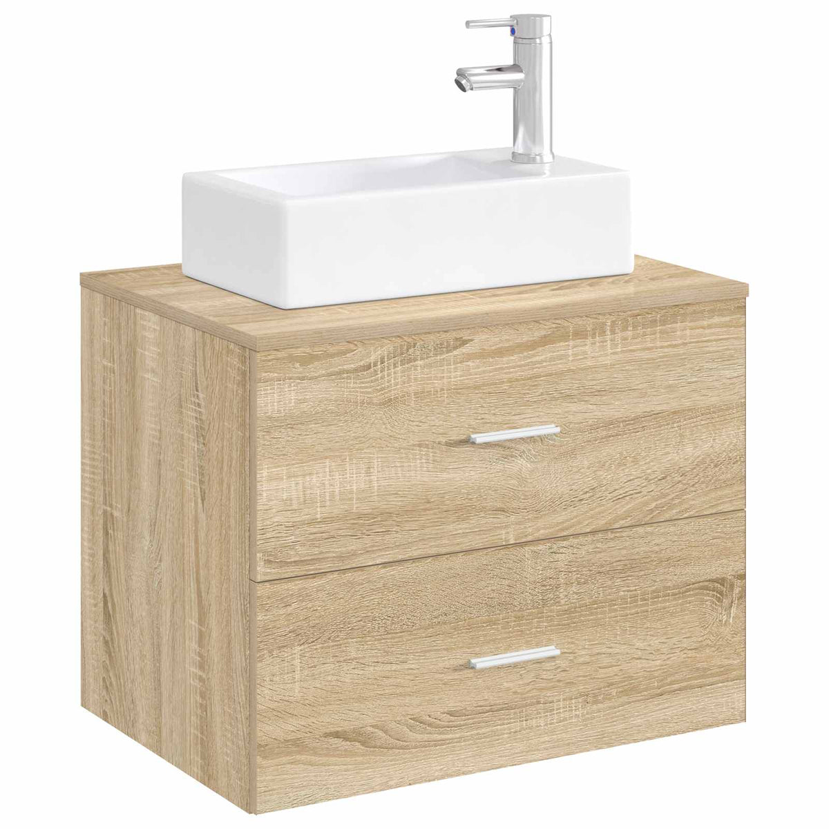 Waschbecken mit Wasserhahn und Abfluss Chrom