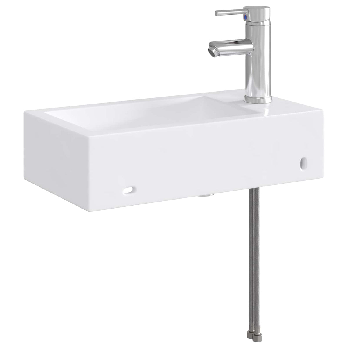 Waschbecken mit Wasserhahn und Abfluss Chrom