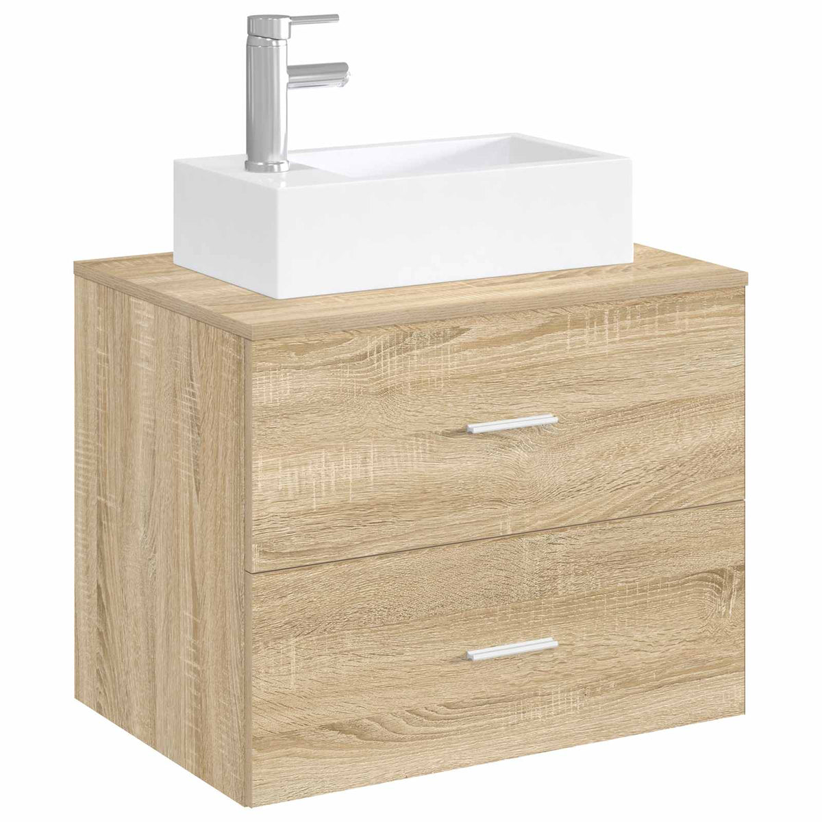 Waschbecken mit Wasserhahn und Abfluss Chrom