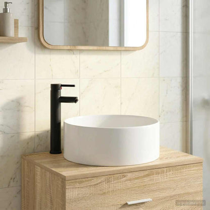 Waschbecken mit Wasserhahn und Abfluss Matt Schwarz