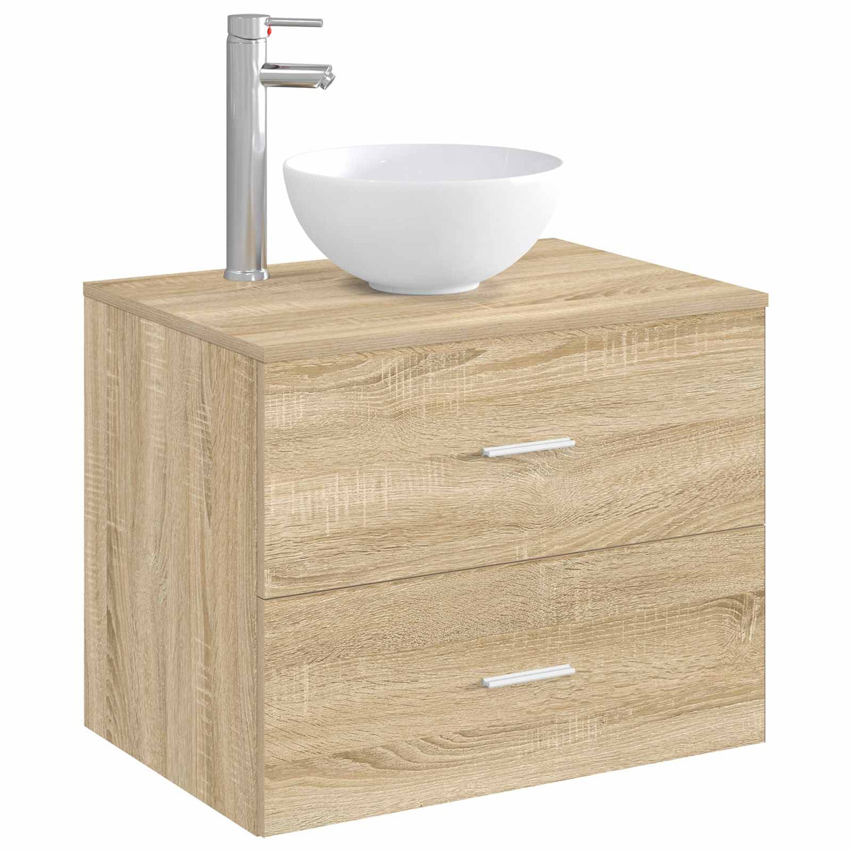 Waschbecken mit Wasserhahn und Abfluss Chrom 32 x 32 x 13 cm
