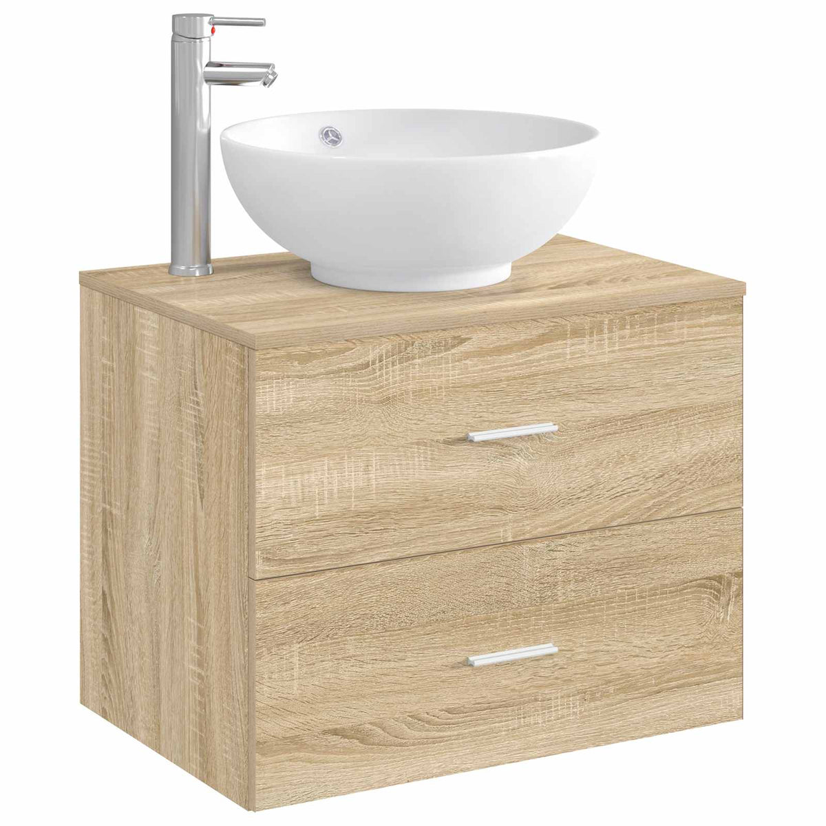 Waschbecken mit Wasserhahn und Abfluss Chrom 44 x 44 x 16 cm