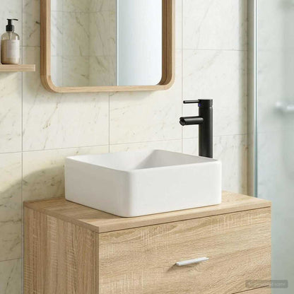 Waschbecken mit Wasserhahn und Abfluss Matt Schwarz