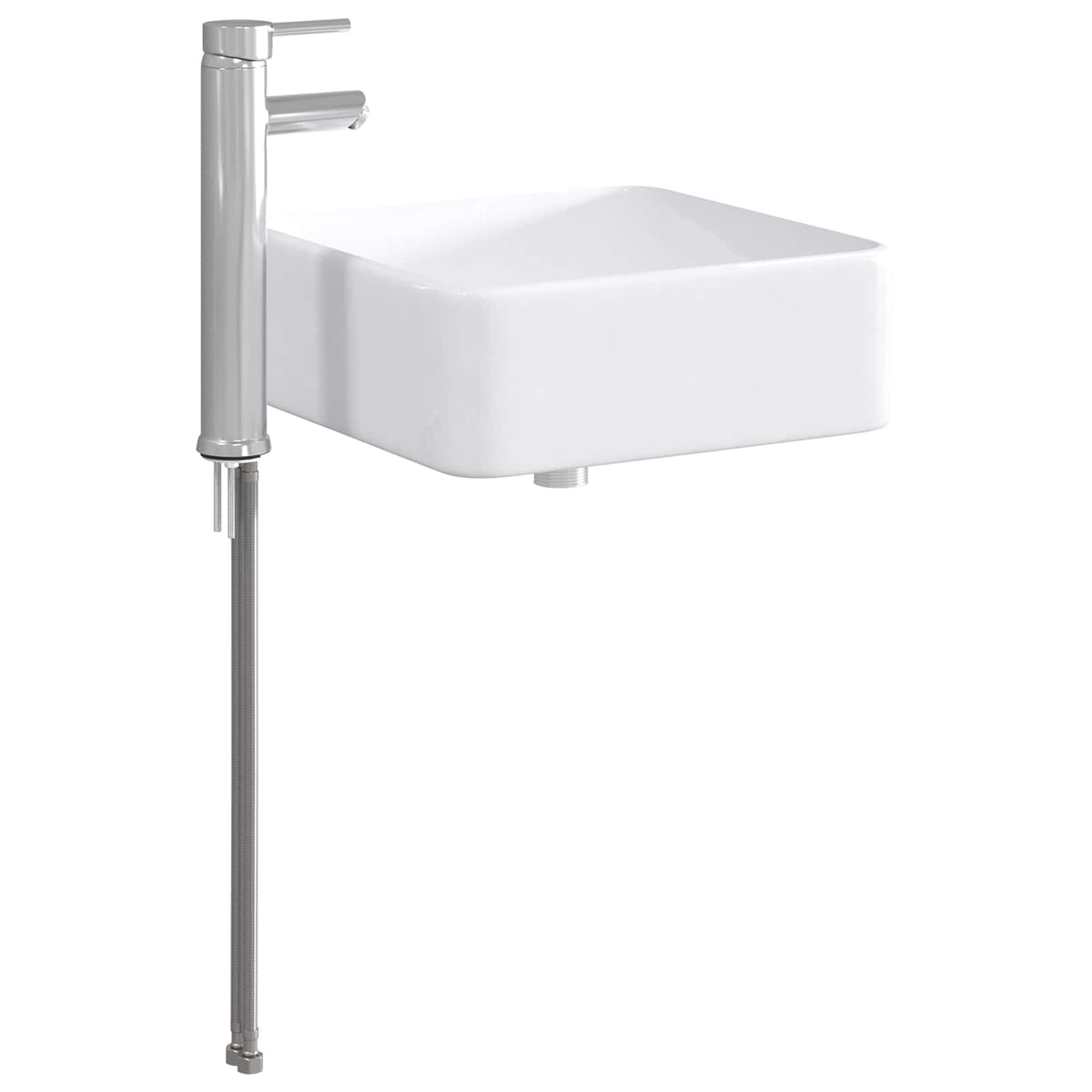 Waschbecken mit Wasserhahn und Abfluss Chrom 49 x 37 x 14 cm