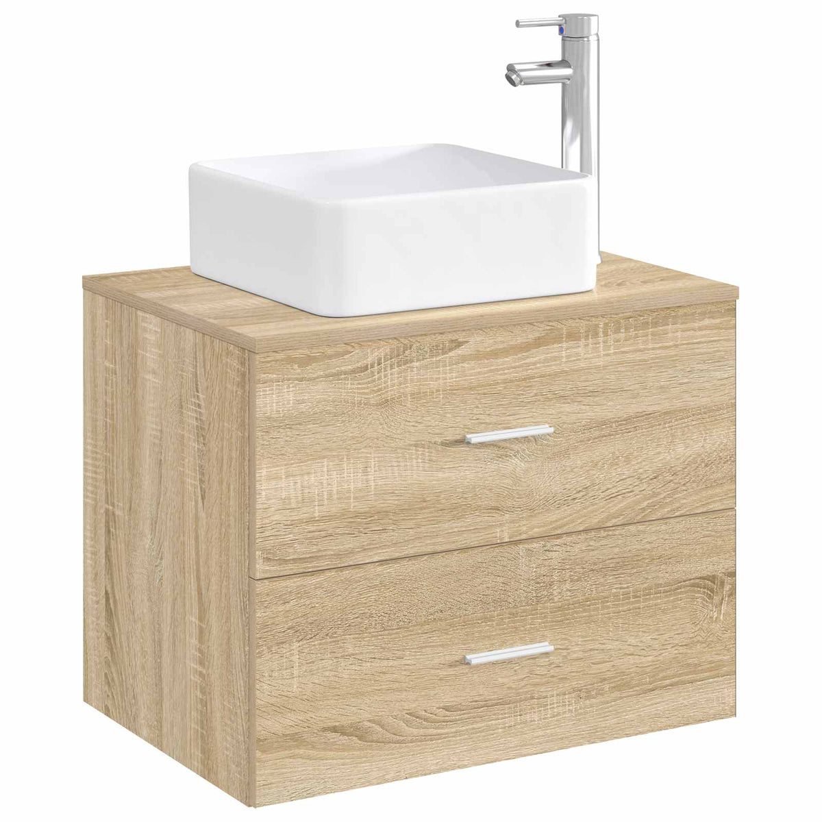 Waschbecken mit Wasserhahn und Abfluss Chrom 49 x 37 x 14 cm