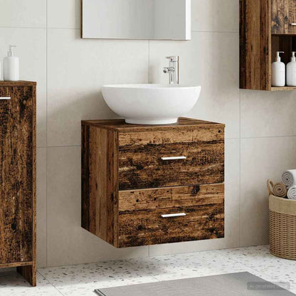 Wandmontierter Waschbeckenunterschrank Altholz