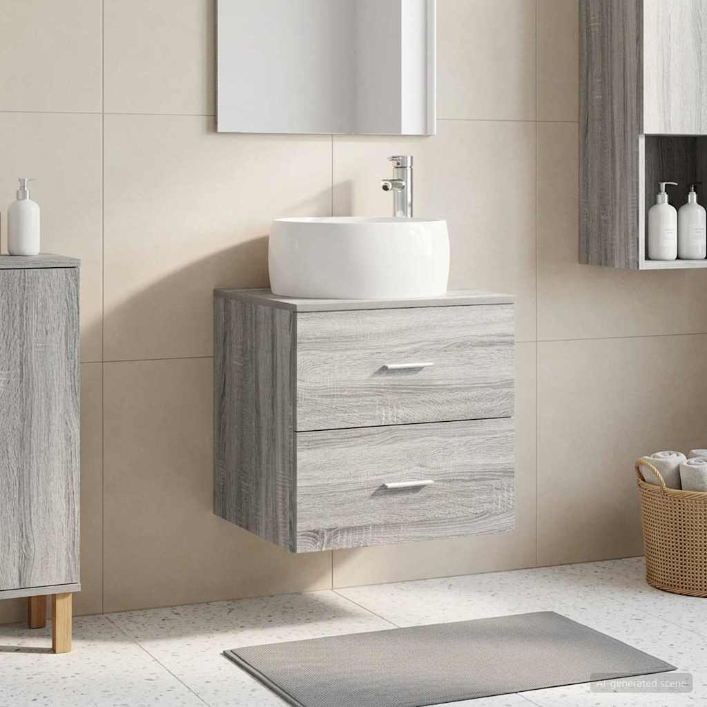 Wandmontierter Waschbeckenunterschrank Sonoma-Grau