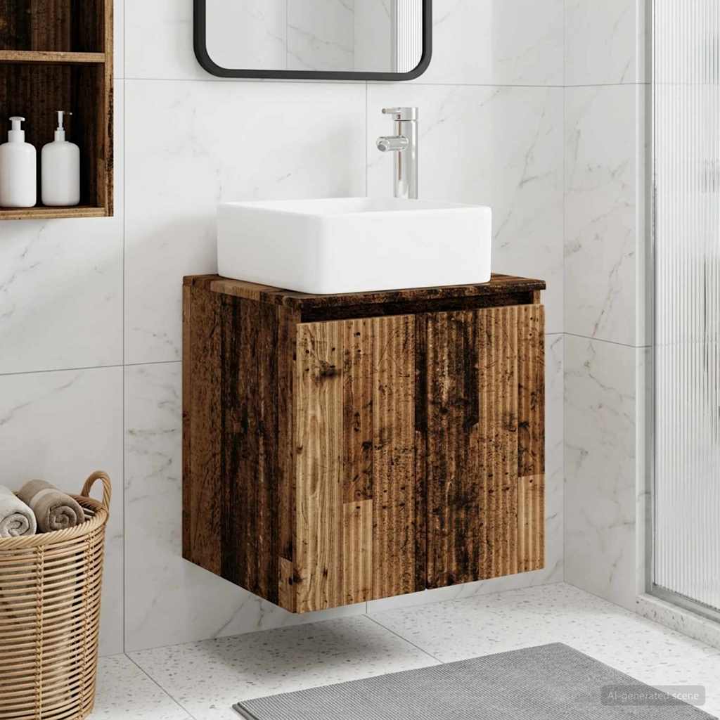 Wandmontierter Waschbeckenunterschrank Altholz 53 x 35 x 80 cm