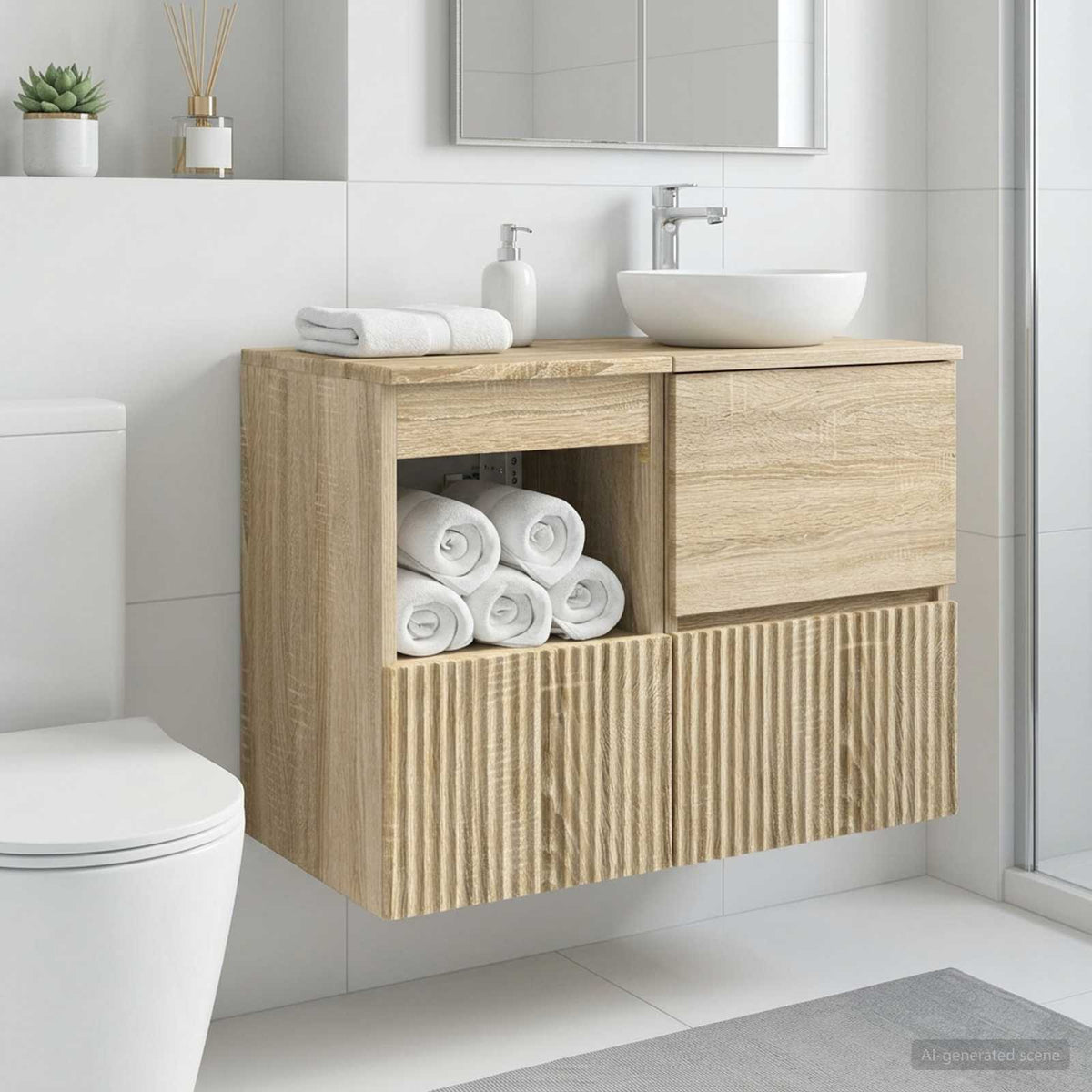 Badezimmerschrank Sonoma-Eiche 30 x 35 x 50 cm Holzwerkstoff