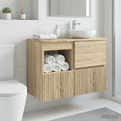 Badezimmerschrank Sonoma-Eiche 30 x 35 x 50 cm Holzwerkstoff