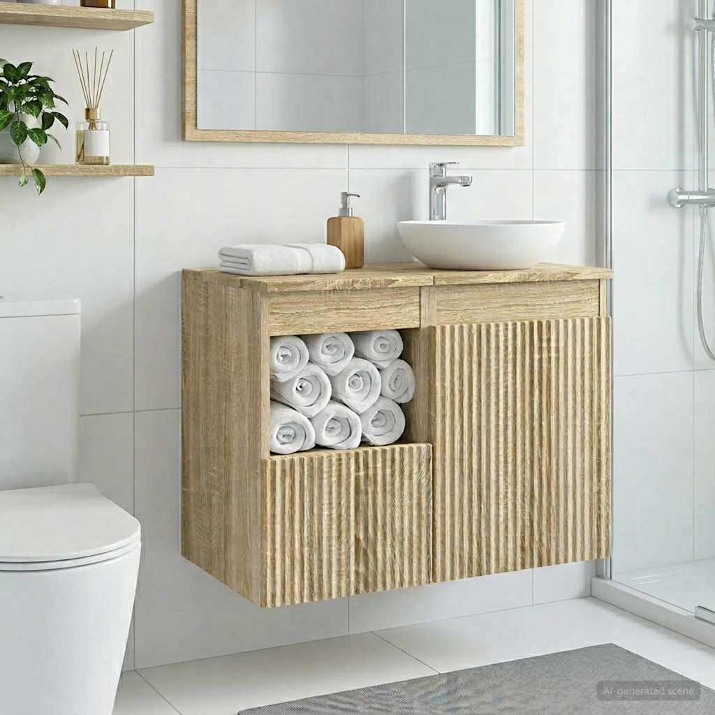 Badezimmerschrank Sonoma-Eiche 30 x 44,5 x 50 cm Holzwerkstoff