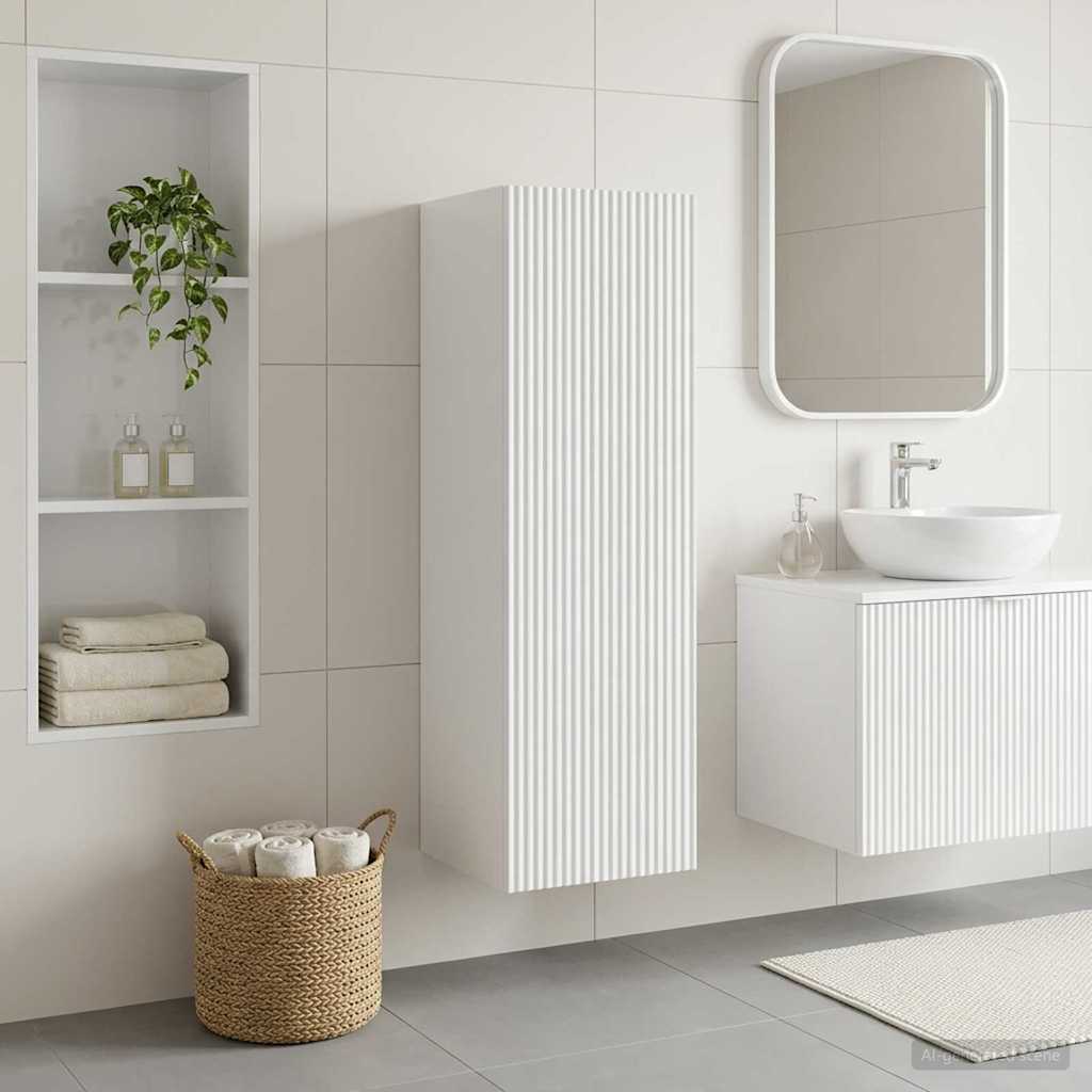 Wandmontierter Badezimmerschrank Weiß 33 x 34,5 x 100 cm