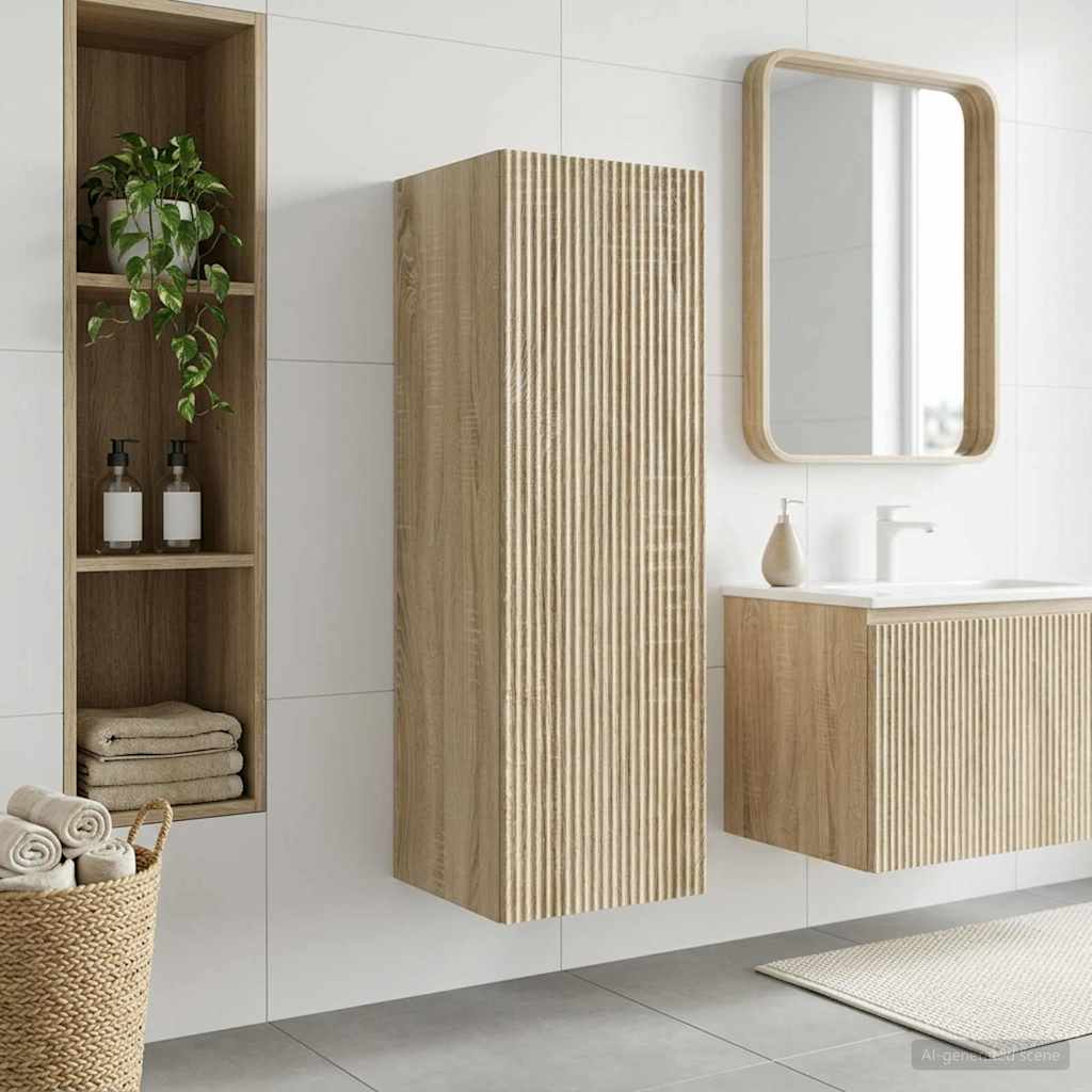 Wandmontierter Badezimmerschrank Sonoma-Eiche 33 x 34,5 x 60 cm