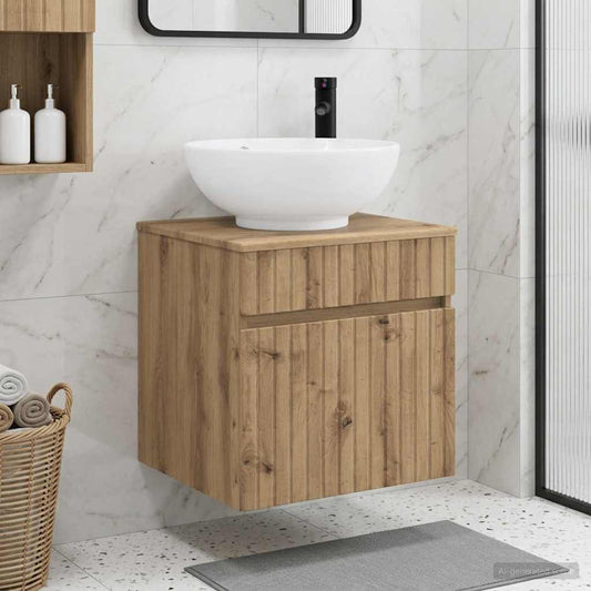 Wandmontierte Waschbecken-Vanität Artisan-Eiche