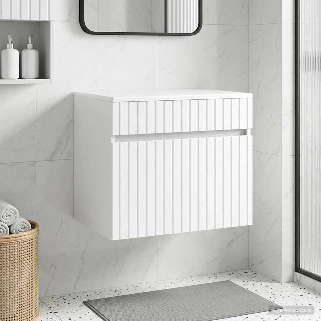 Wandmontierter Badezimmerschrank Hochglanz Weiß