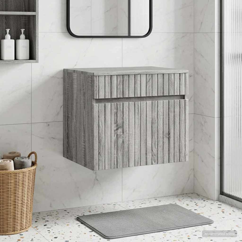 Wandmontierter Badezimmerschrank Grau Sonoma 59 x 44,5 x 50 cm