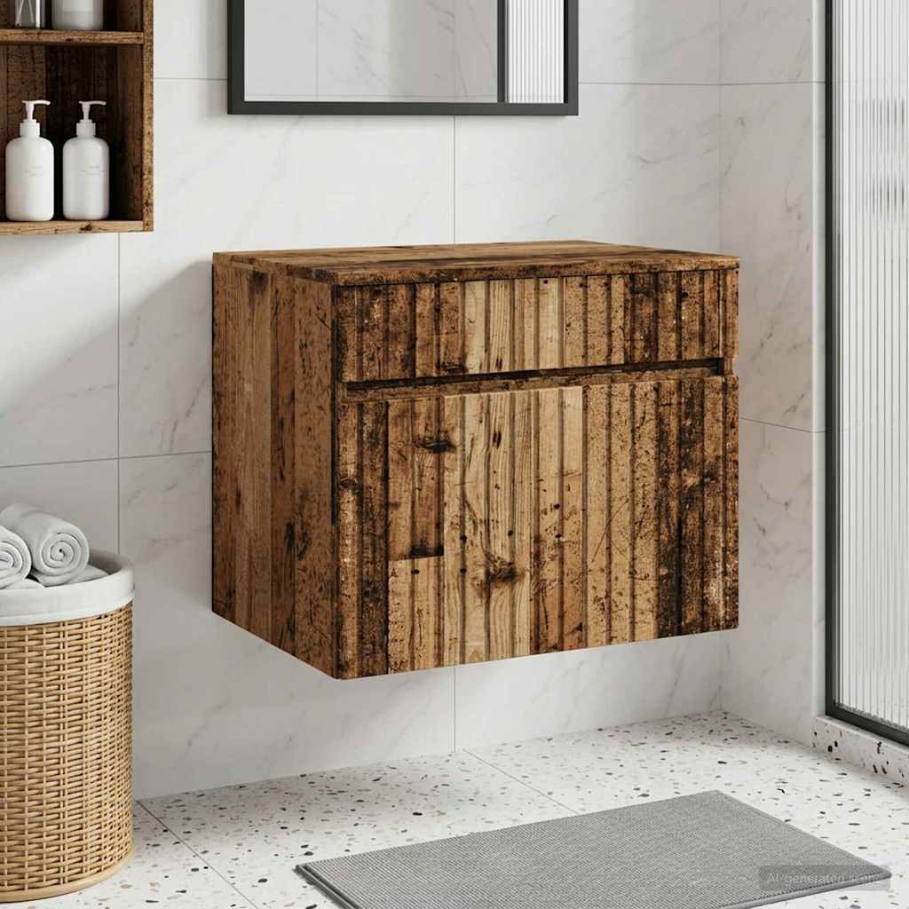 Wandmontierter Badezimmerschrank Altholz 59 x 44,5 x 50 cm