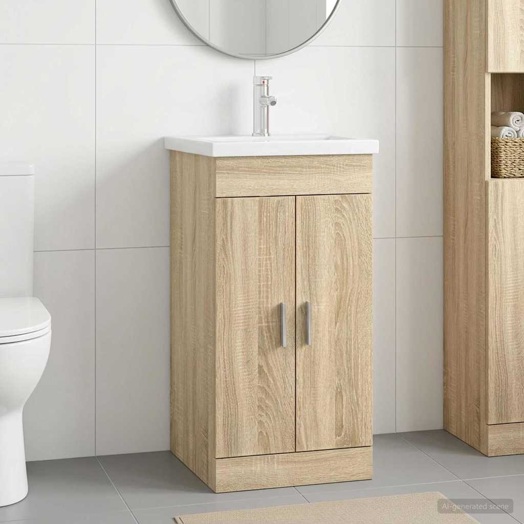 Badezimmerschrank mit Waschbecken Sonoma-Eiche