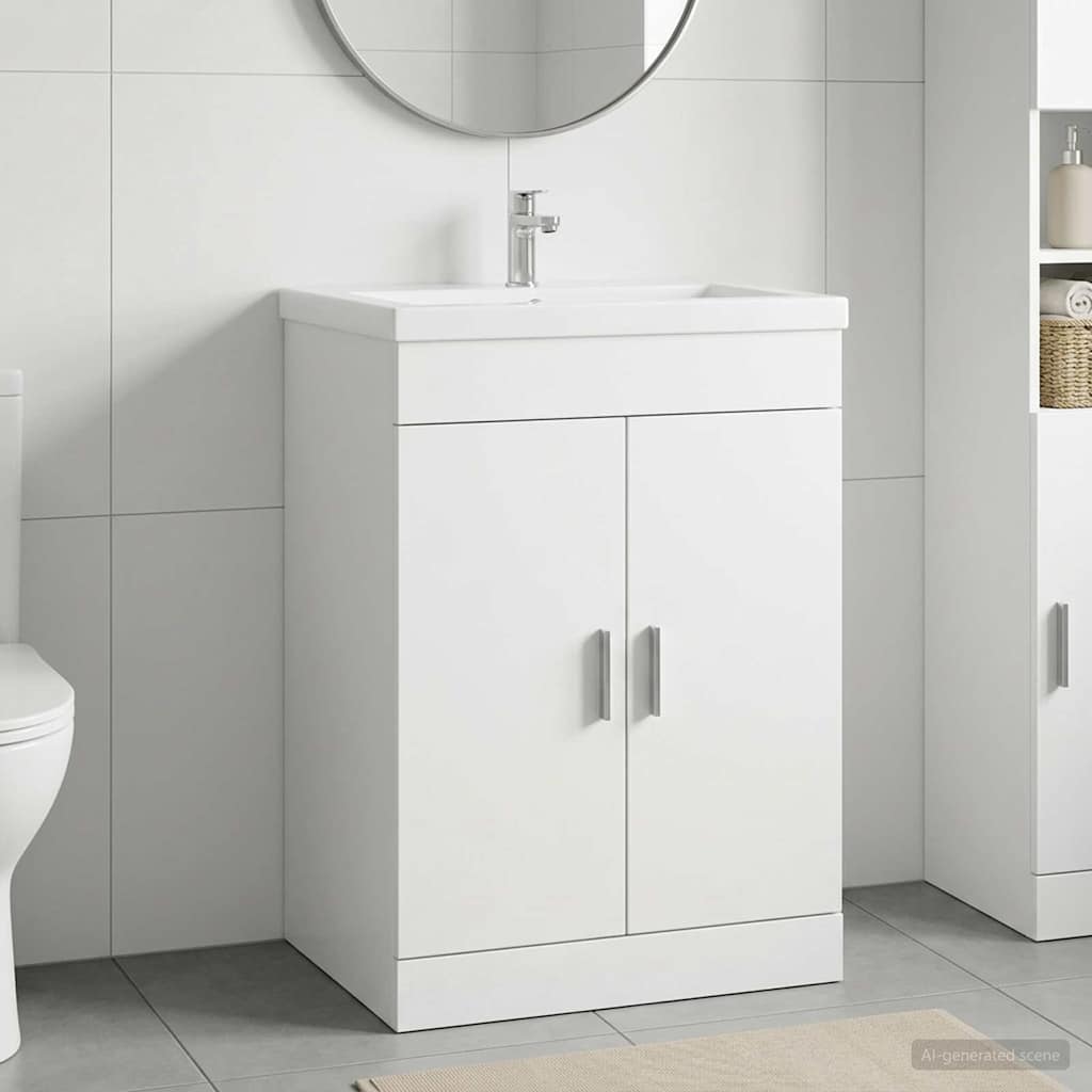 Unter dem Waschbecken Badschrank Weiß 56 x 37,5 x 81 cm