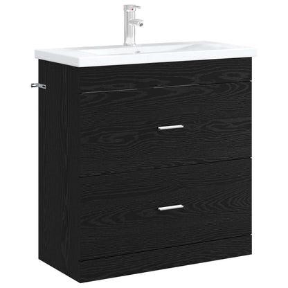 Waschbeckenunterschrank Schwarz Eichen-Optik