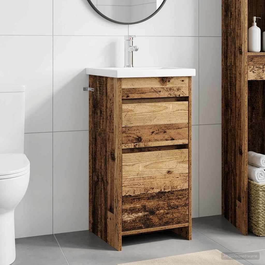 Badezimmerschrank mit Waschbecken Altholz 42 x 40 x 84,5 cm
