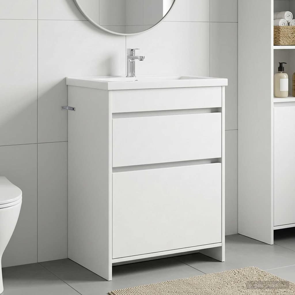 Unter dem Waschbecken Badschrank Weiß 56 x 37,5 x 81 cm