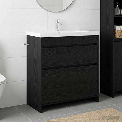 Unter dem Waschbecken Badschrank Schwarz Eichen-Optik