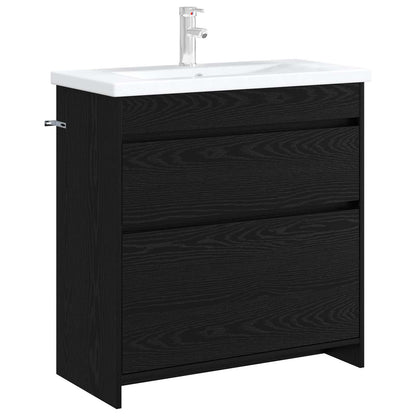 Unter dem Waschbecken Badschrank Schwarz Eichen-Optik