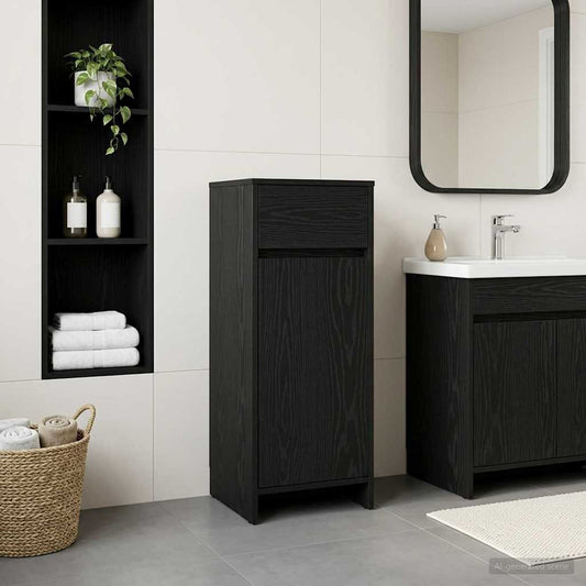 Badezimmerschrank Schwarz Eichen-Optik 35 x 36,5 x 85 cm
