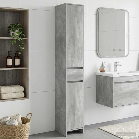 Badezimmerschrank Betongrau 30 x 33 x 190 cm Holzwerkstoff