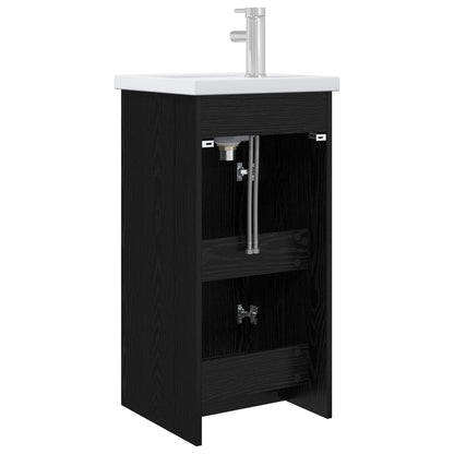Badezimmerschrank mit Waschbecken Schwarze Eiche