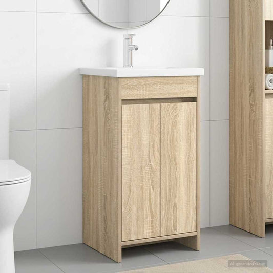 Badezimmerschrank mit Waschbecken Sonoma-Eiche