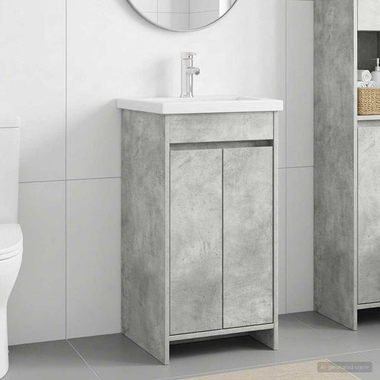 Badezimmerschrank mit Waschbecken Betongrau 42 x 40 x 84,5 cm