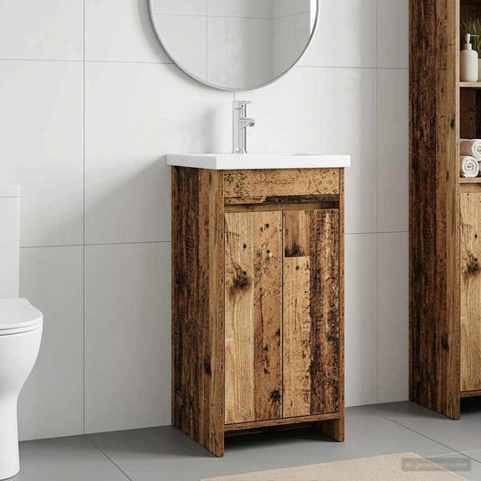 Badezimmerschrank mit Waschbecken Altholz 42 x 40 x 84,5 cm