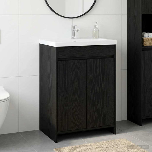 Badunterschrank Schwarze Eiche 56 x 37,5 x 81 cm Holzwerkstoff
