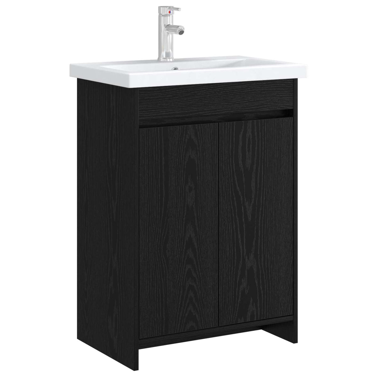 Unter dem Waschbecken Badschrank Schwarz Eichen-Optik