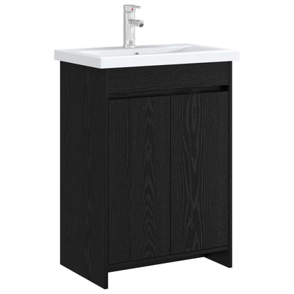 Unter dem Waschbecken Badschrank Schwarz Eichen-Optik