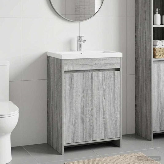 Badunterschrank Grau Sonoma 56 x 37,5 x 81 cm Holzwerkstoff