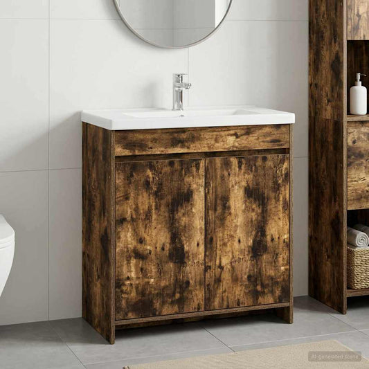 Badunterschrank Geräucherte Eiche 78,5 x 37,5 x 81 cm
