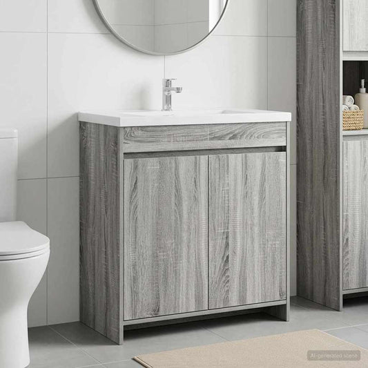 Badunterschrank Grau Sonoma 78,5 x 37,5 x 81 cm Holzwerkstoff