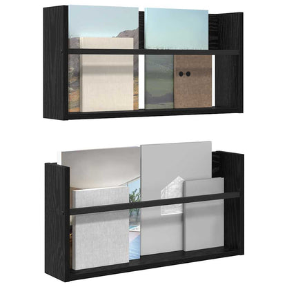 Magazinregal 2 Stk. Schwarz Eichen-Optik 60 x 12 x 30 cm