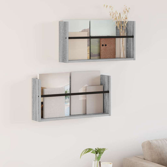 Magazinregal 2 Stk. Sonoma-Grau 60 x 12 x 30 cm Holzwerkstoff