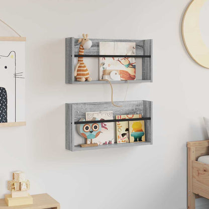 Magazinregal 2 Stk. Sonoma-Grau 60 x 12 x 30 cm Holzwerkstoff